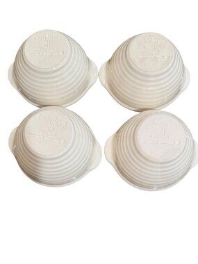 4 Emile Henry Modele Depose 21.60 Bowl Ribbed Lug Handled Soup Cereal Ice Cream